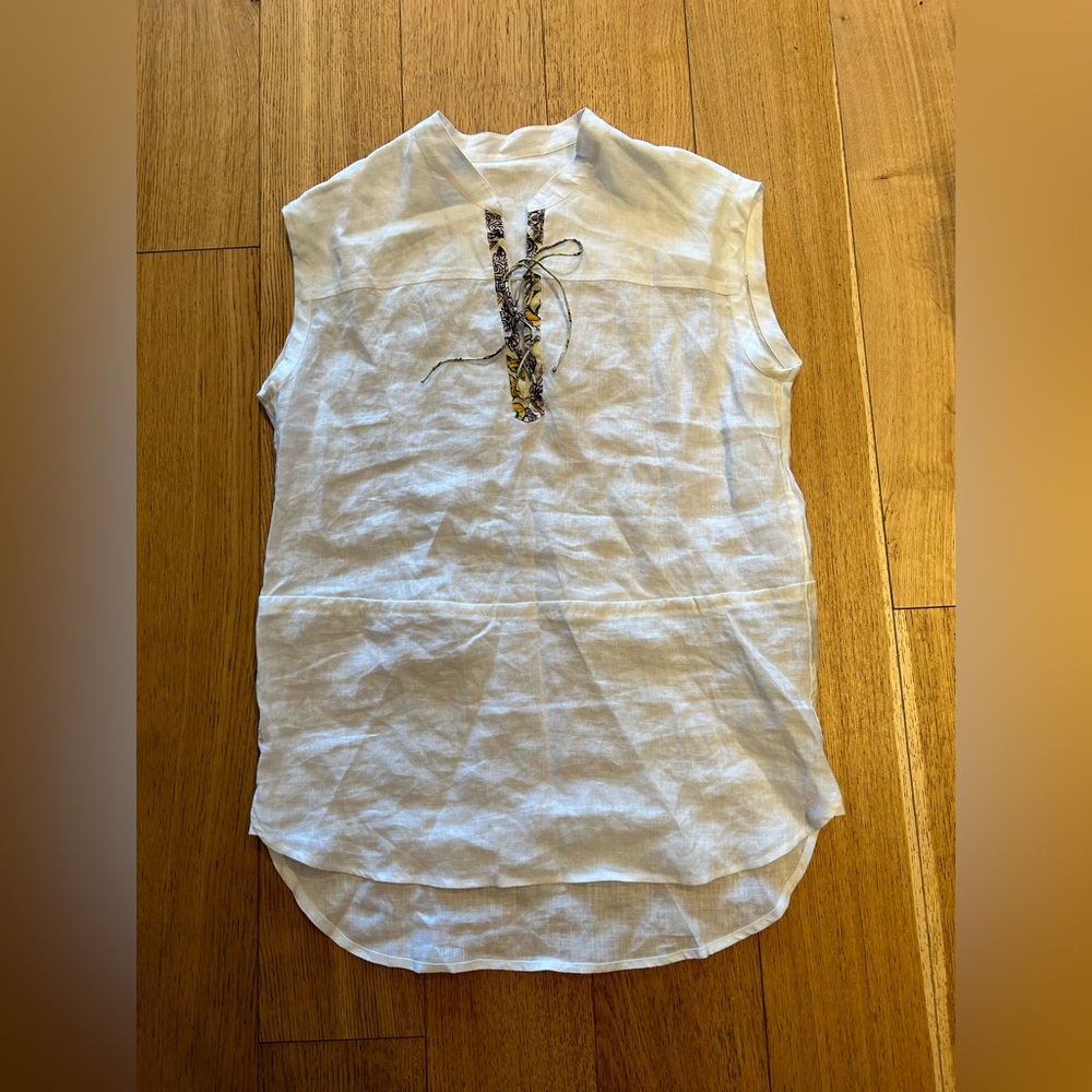 White Linen Tunic Top - Size S/M